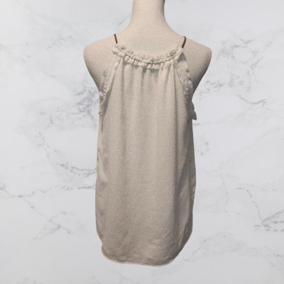 Mango MNG Casual Flowy Lined Top Ivory Braided straps Med/LG - Picture 4 of 4